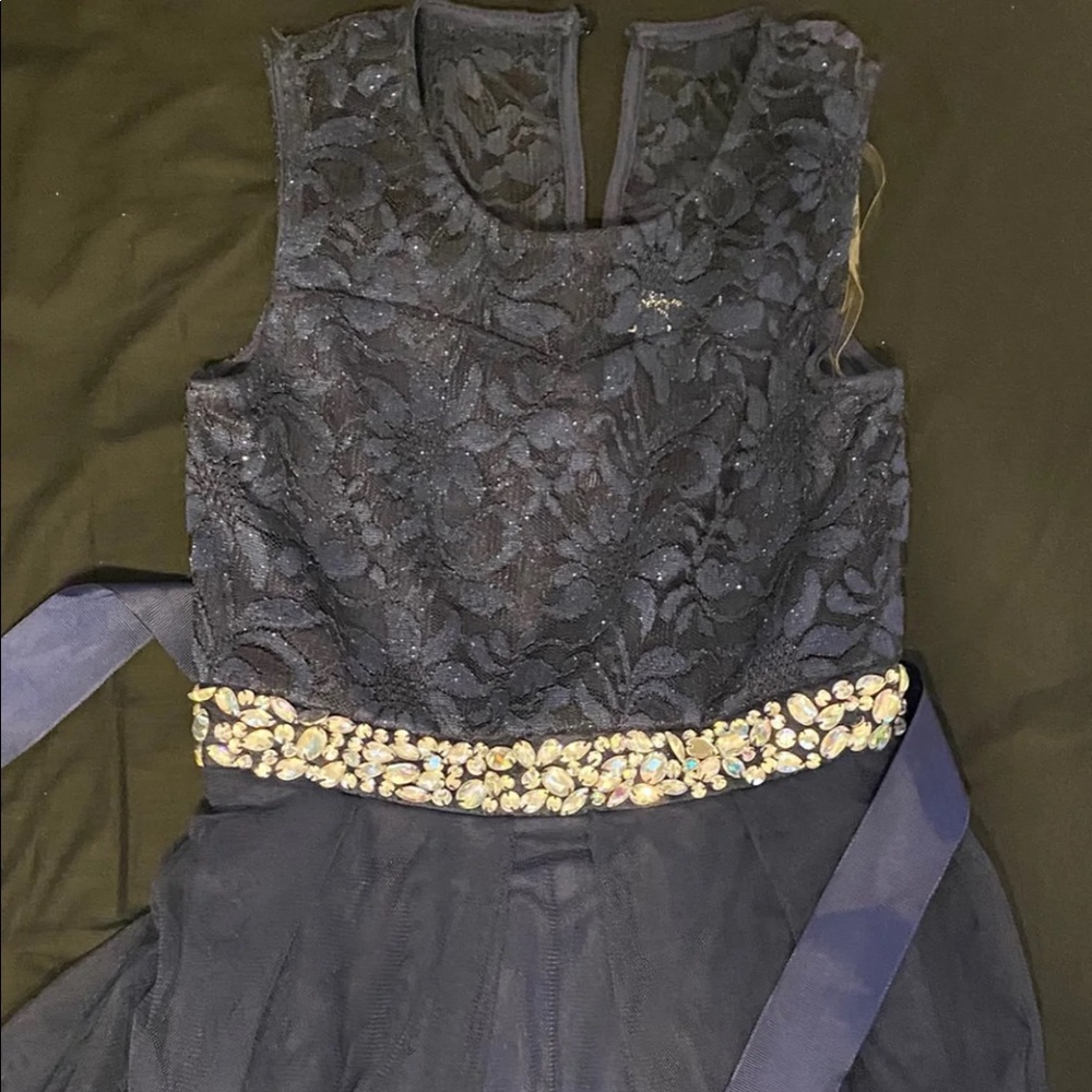 Blue Dress with Rhinestones Size 10